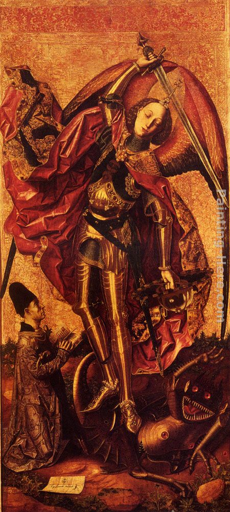 St. Michael And The Dragon painting - Bartolome Bermejo St. Michael And The Dragon art painting